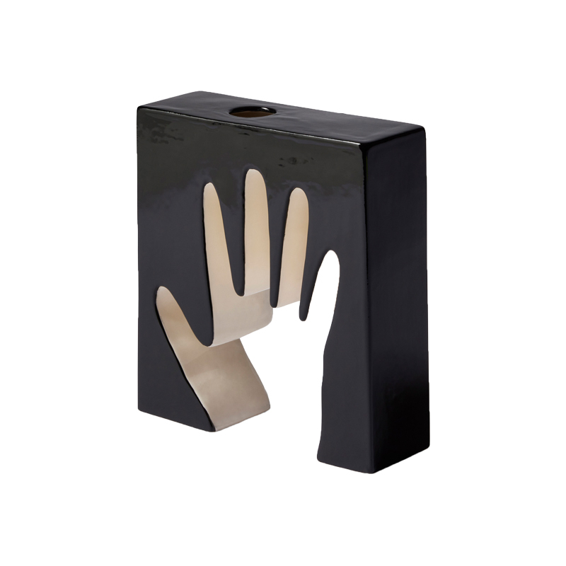 IMPRONTA MANO black and white vase