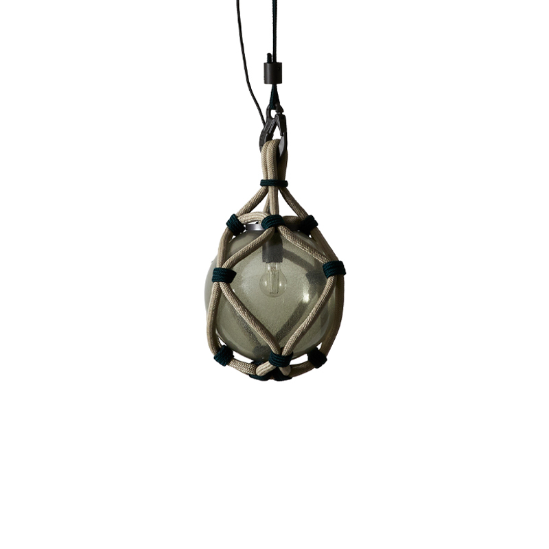 Suspension BOLLICOSA NAUTILUS Ø 30 Verre fumé transparent / nœuds verts