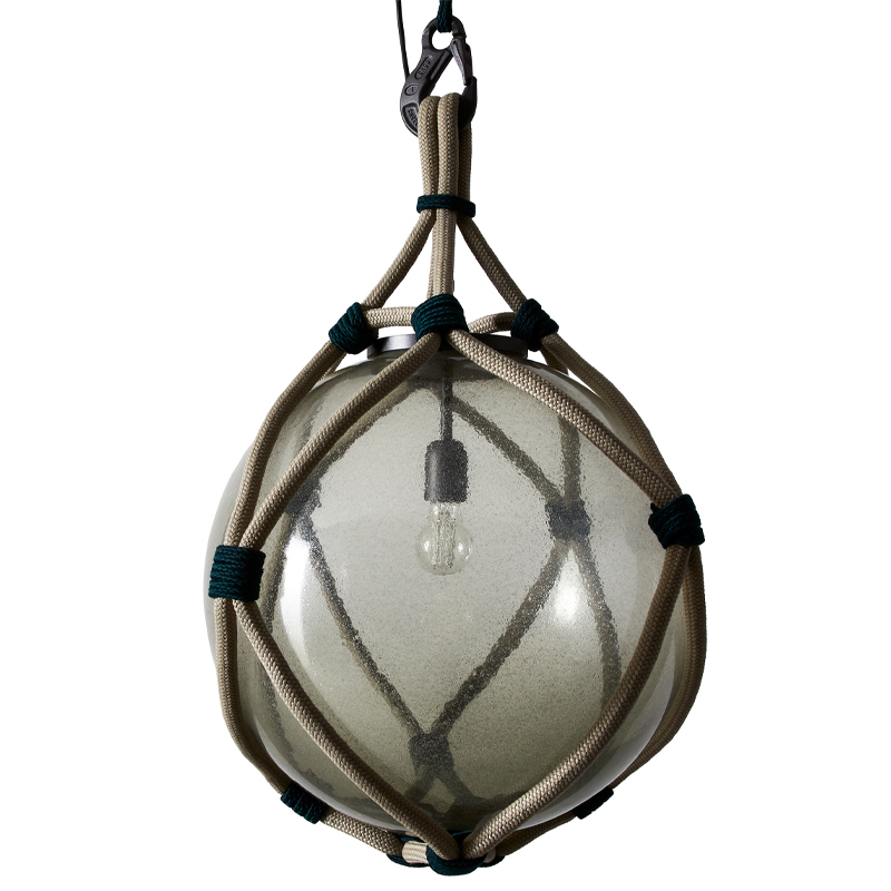 Suspension BOLLICOSA NAUTILUS Ø 50 Verre fumé transparent / nœuds verts