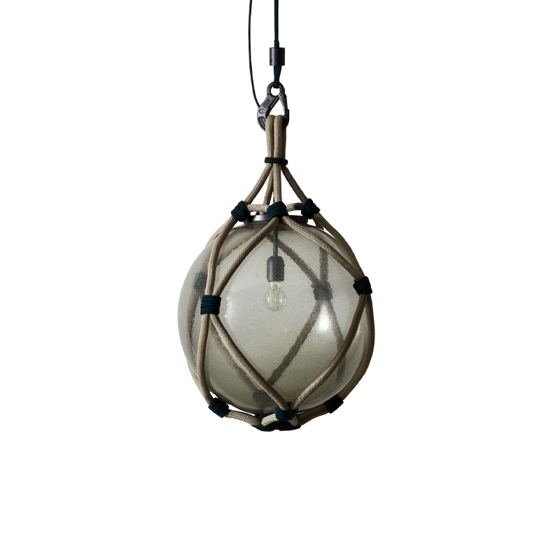 Suspension BOLLICOSA NAUTILUS Ø 50 Verre fumé transparent / nœuds verts