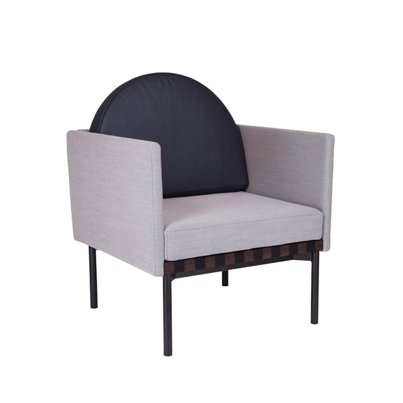 GRID avec coussin cuir Gris 133  Coussin bleu foncé