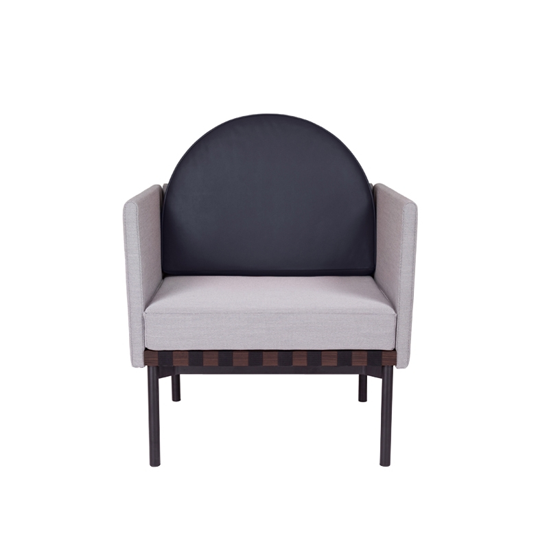 GRID avec coussin cuir Gris 133  Coussin bleu foncé