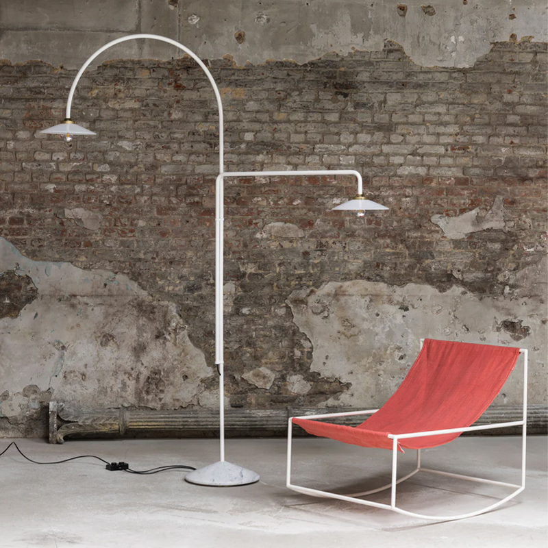ROCKING CHAIR Tissu rouge/Blanc