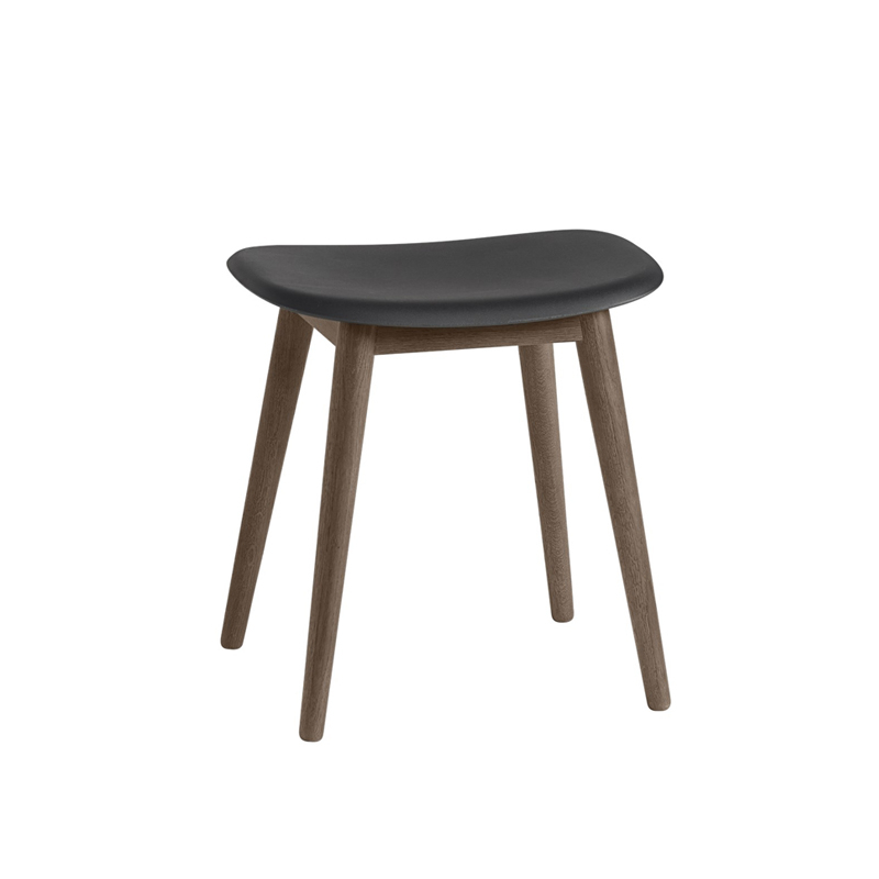 FIBER STOOL wooden legs Black/ dark brown