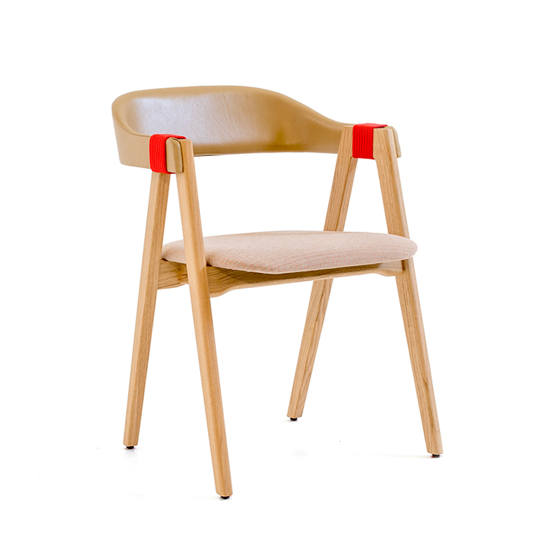 MATHILDA Dossier cuir Ginger/ assise tissu beige