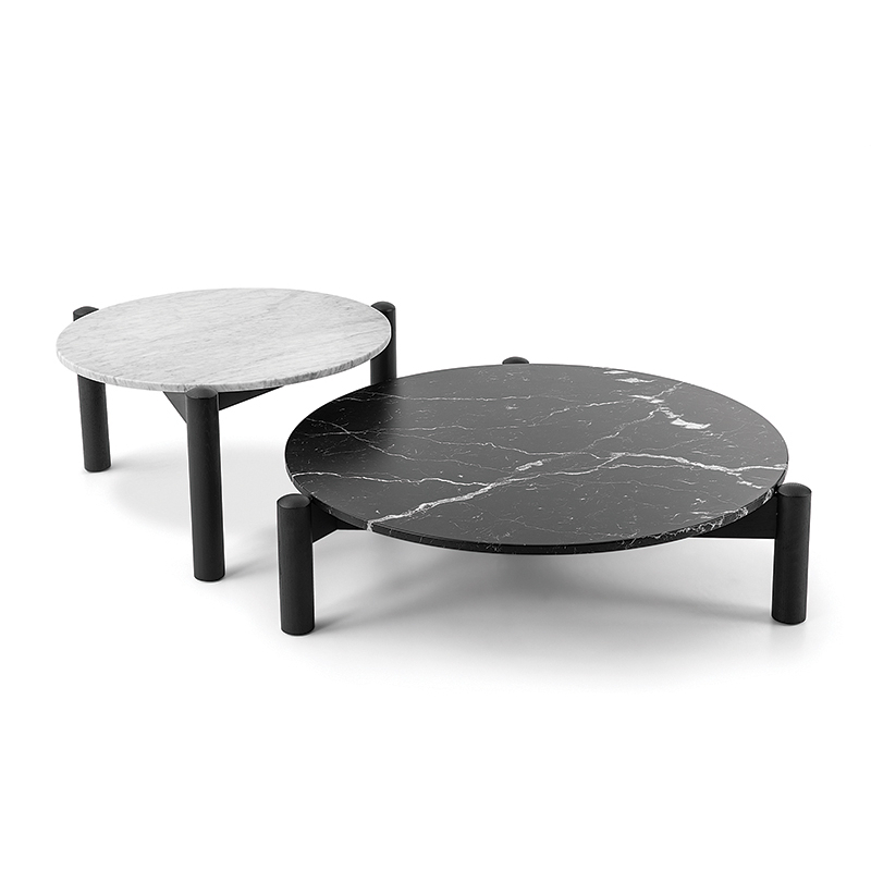 TABLE A PLATEAU INTERCHANGEABLE Ø 75 Marbre blanc de Carrare