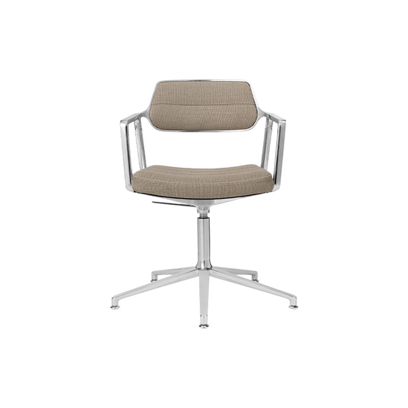 SWIVEL CHAIR 453+ à patins Tissu sable foncé / Aluminium poli