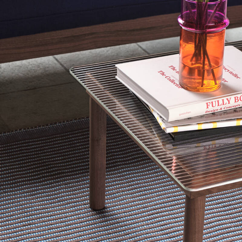 KOFI 60x60 Chêne/ verre cannelé transparent