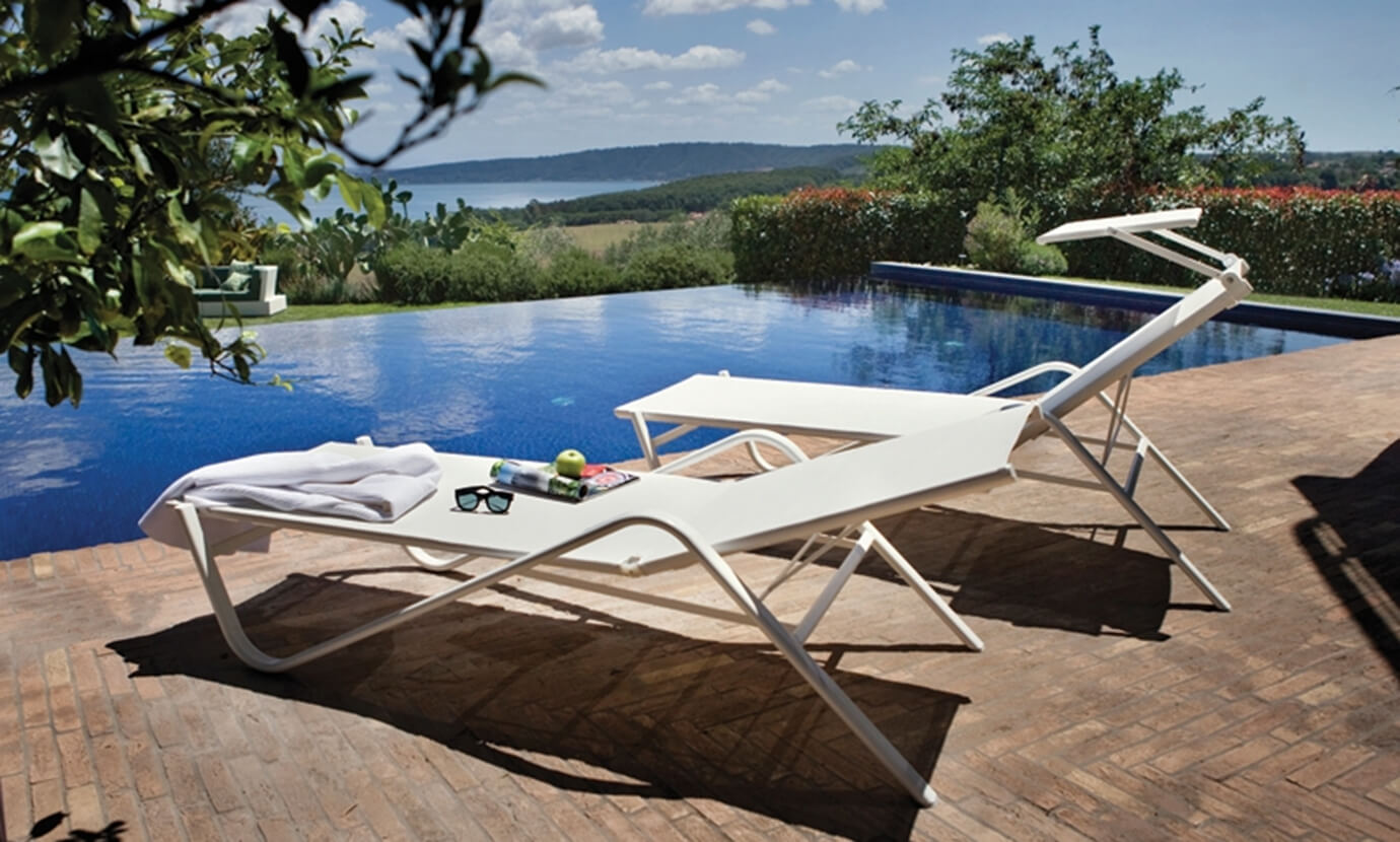 Outdoor Bench and Sunlounger